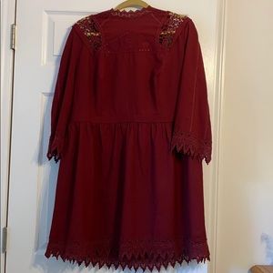 Plus Size Simple Be Burgundy Mini Dress